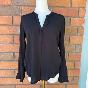 Rails Blouse Long Sleeve Basic Linen‎ Blend | Black | Womens Small Petite